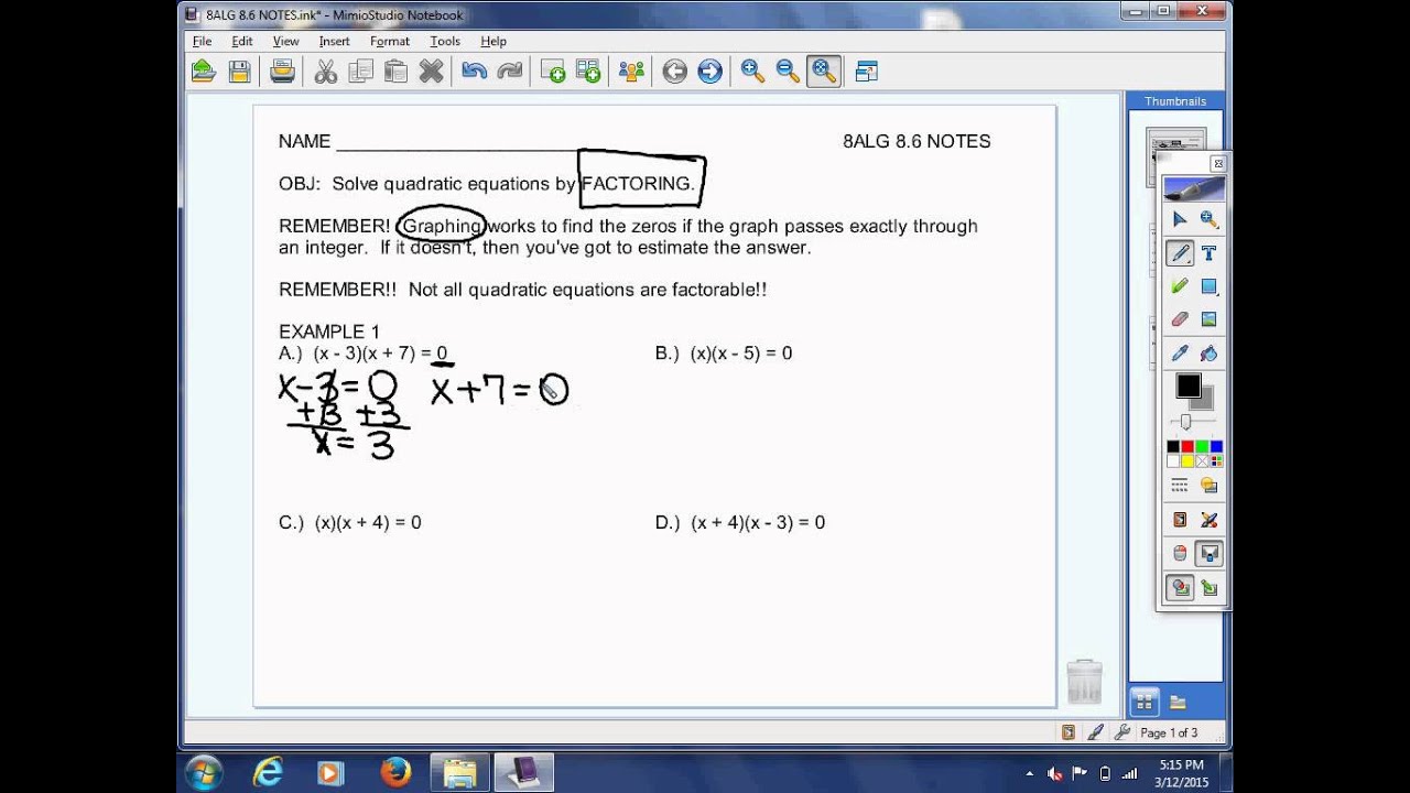 Algebra 8.6 Example 1 - YouTube