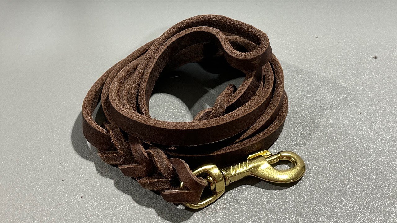 Wellbro Leather Double Handle 6 foot Dog Leash