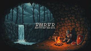 EMBER โ Cozy Pixel Fantasy Ambience | Knight, Campfire & Waterfall | Relaxing Music