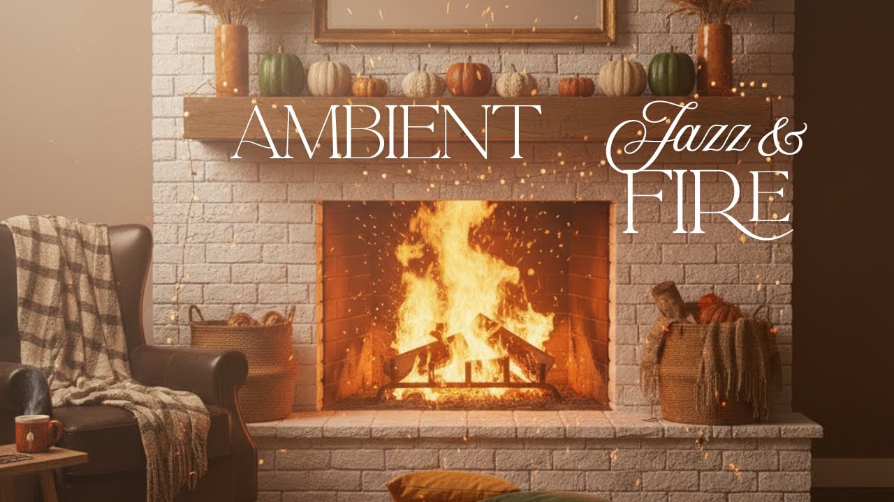 Rustic Fireplace, Crackles & Ambient Jazz Music