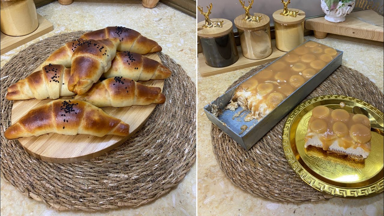 زوج وصفات سهلة و بزاف بنينة😱😱تحلية الكراميل مع الموز محبوبة الجماهير 😋😋 و كرواسون مالحين خفاف و بنة😍