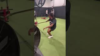 Frontal plane sled work during LCOD session for football shorts