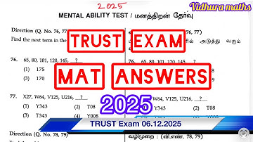 Trust exam 2025 mat answers with explanation |TRUST Exam original question 2025 @Vidhuramaths