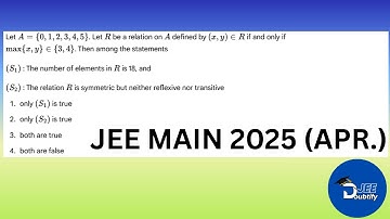 Let A = {0, 1, 2, 3, 4, 5}, Let R be a relation on A defined by (x, y) ∈ R if and...| Doubtify JEE