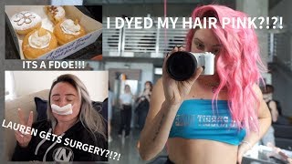 VLOG STYLE FULL DAY OF EATING | i dyed my hair pink?!?!