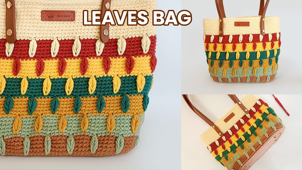 Очень просто! Как связать крючком сумку-шоппер с листьями | Пошаговая инструкция