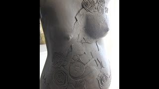 Pregnant Body Cast Sculpture Finished Clay