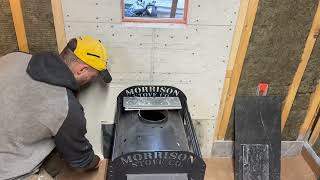 How To Tile behind Sauna Wood Stove (through wall)  Fire Proofing Behind The Woodstove