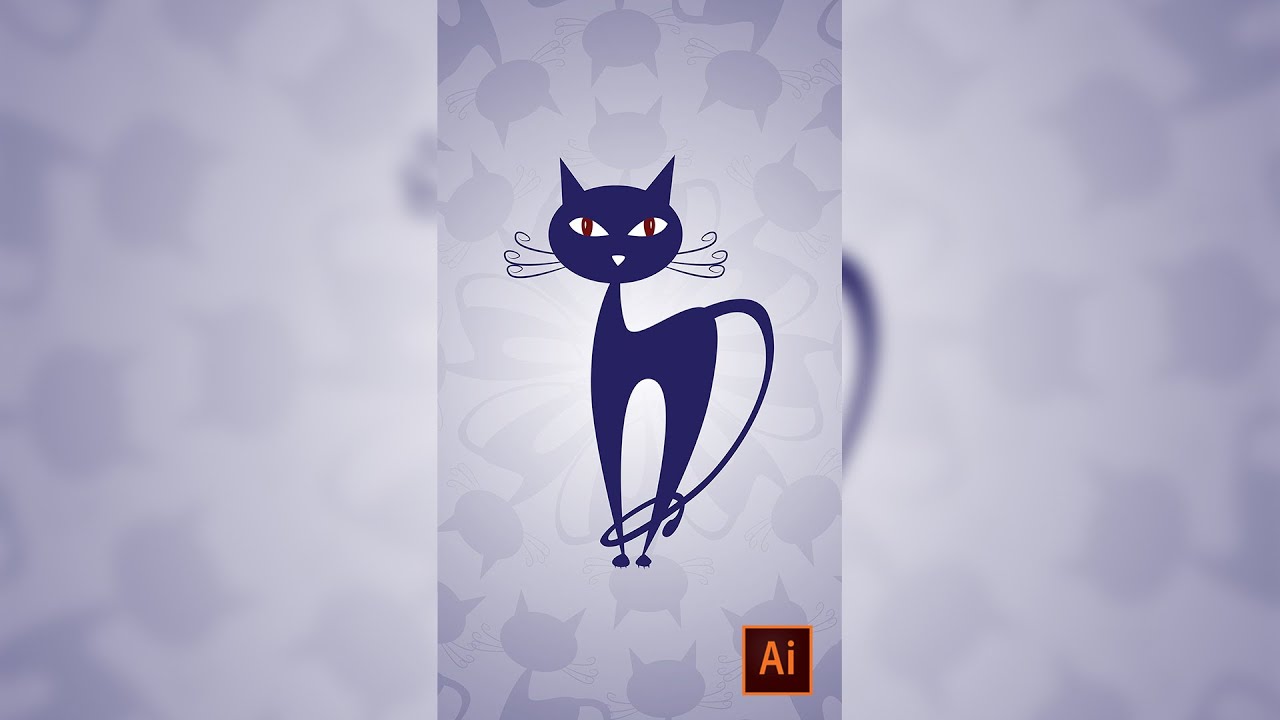 Simple Stylized Cat illustration  | Adobe illustrator | Vector | Speed Art | 