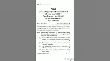 M.Sc.(physics)1st sem 2021(quantum mechanics)