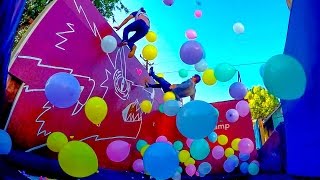 1,000 BALLOONS ON A TRAMPOLINE! w/ Sam & Colby