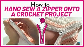 How I hand sew a zipper onto any crochet project  //  SS244