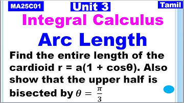 MA25C01 Applied Calculus|Unit 3|Integral Calculus  in Tamil |Arc Length in Tamil|Arc Length Problems