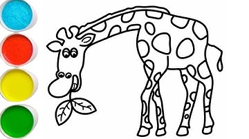 Dạy bé vẽ và tô màu hươu cao cổ | Dạy bé tô màu | Jerapah Halaman Mewarnai | Glitter giraffe