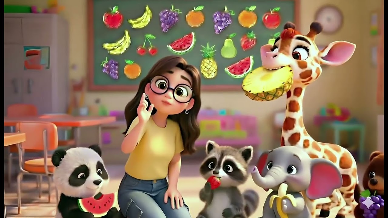 Day Care Song for Kids | Gigi the Giraffe Learning Fruits Names