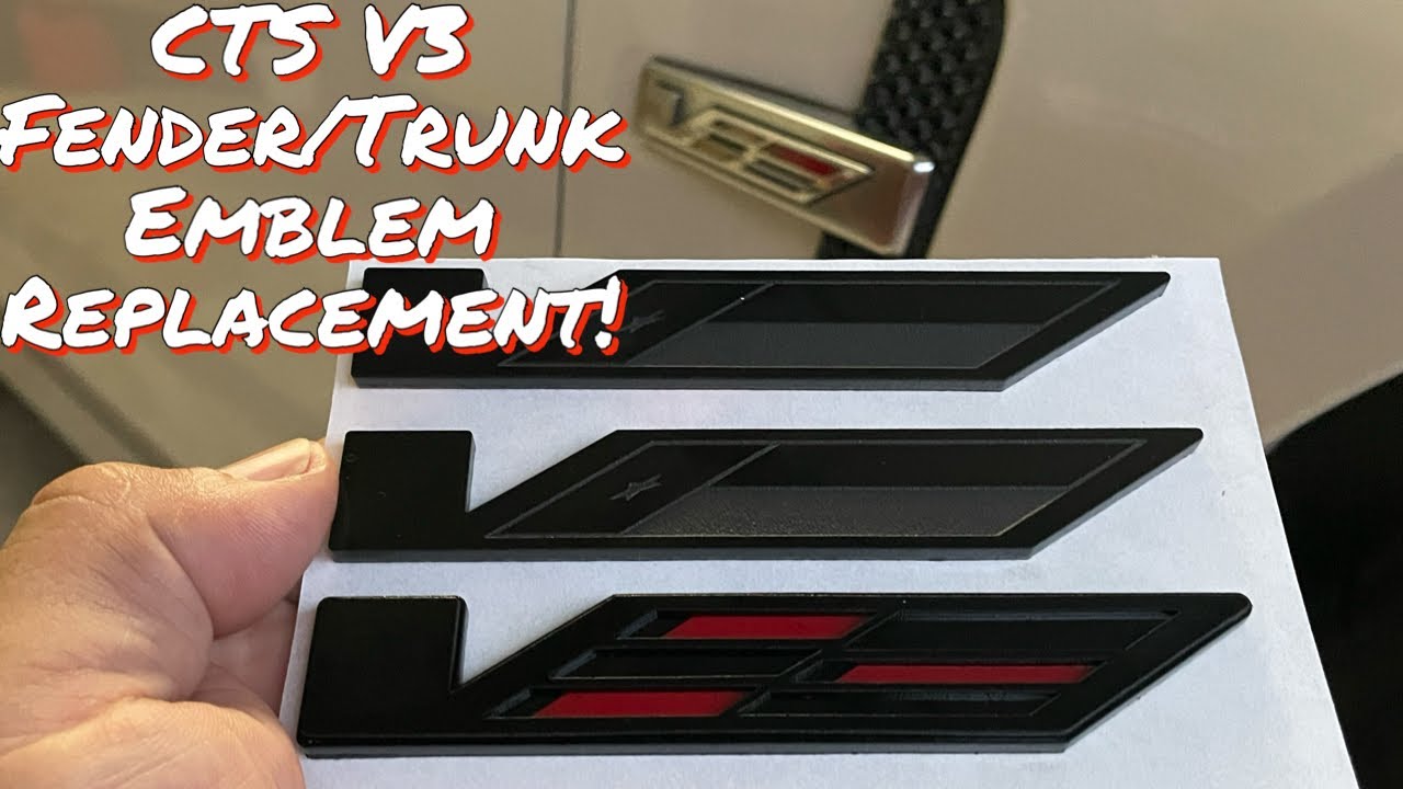 Black Cadillac 'V' Trunk Fender Emblem Badge – For CTS, STS, SRX – Rear Decal