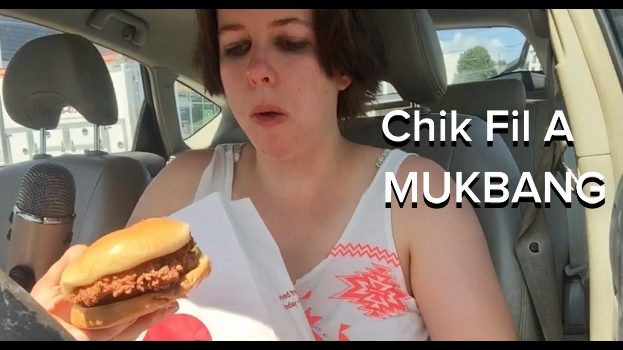 MUKBANG - Chick Fil A Chicken Fingers, Fried Chicken Sandwich and Peach Milkshake!!!