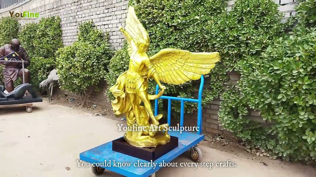 Hand-cast Golden Bronze St Michael the Archangel Statue