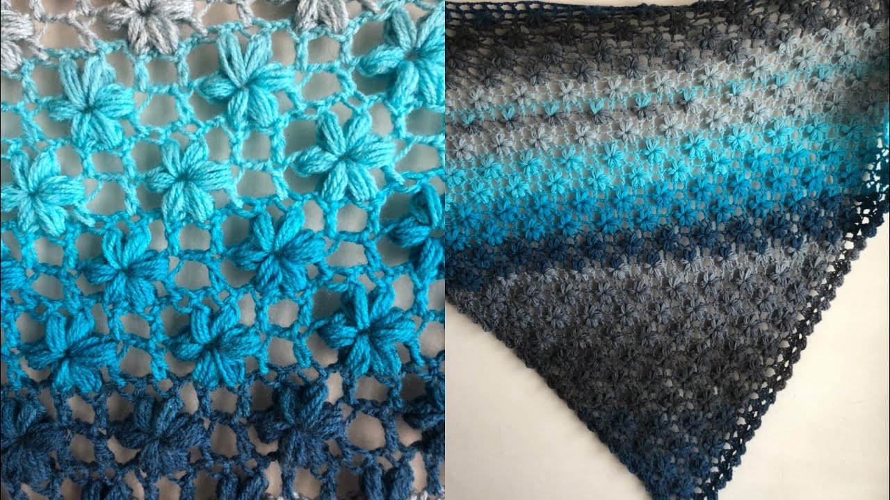 Châle triangulaire en point jasmin