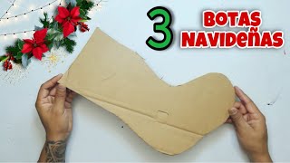 + 3 IDEAS PARA HACER BOTAS NAVIDEÑAS CON CARTÓN / Manualidades Navideñas Con Reciclaje.