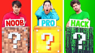 Desafío de LUCKY BLOCK NOOB vs PRO vs HACKER en la VIDA REAL con los COMPAS 😂 INVICTOR