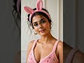 Pooja Hegde in hot 🥵 pink night dress and pink hair band