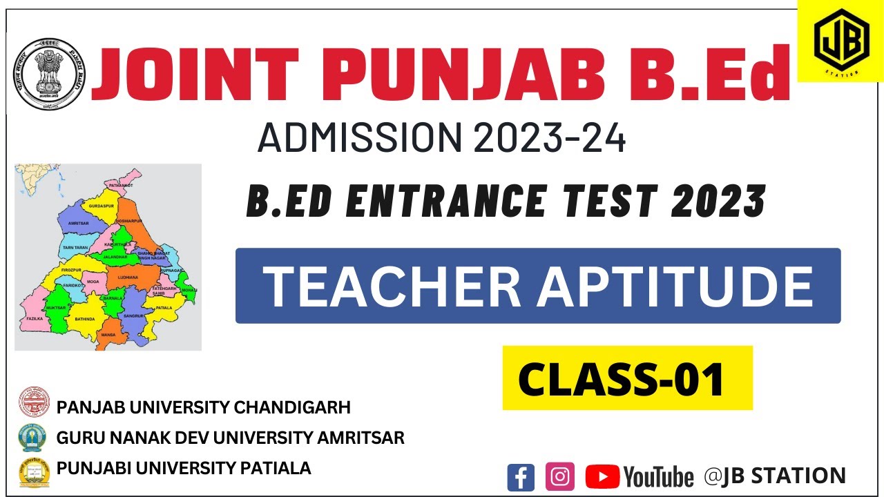 punjab-bed-teacher-potential-teacher-aptitude-class-01-jb-sir-punjab-bed-entrance-test