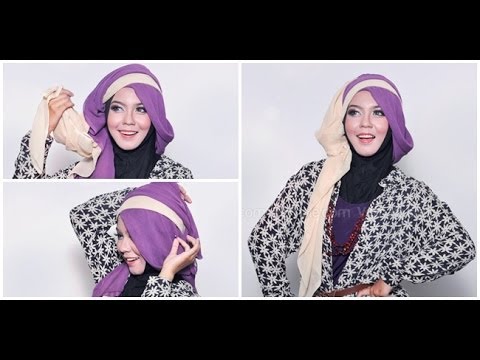 Tutorial Hijab Persegi Dua Warna