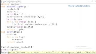 Week 9 : Passing Tuples to Functions