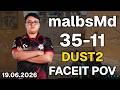 malbsMd (35-11, 3.18 K/D) Dust2 | FACEIT POV DEMO CS2 | Jun 19, 2026 01:48 UTC