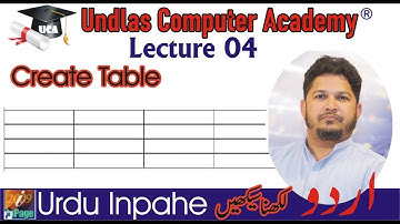 Lecture 4 Urdu Inpage || Create Table and Design it Easily