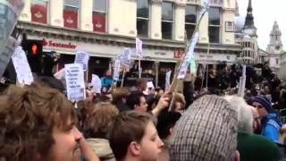 [PROTESTS AT FUNERAL] - Protest at Margaret Thatcher's funeral VIDEO