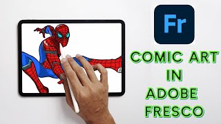 Comic Art Drawing | Adobe Fresco Drawing | Drawing Spiderman Process with tools | artistboycj screenshot 3