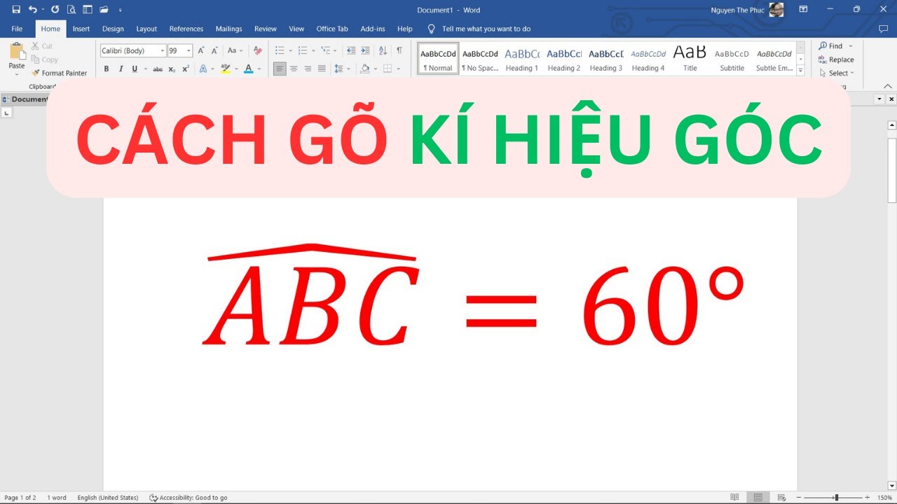 Tạo kí hiệu góc trong MS Word 2010