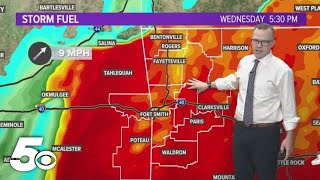 Hail and high winds threaten large parts of Arkansas tonight