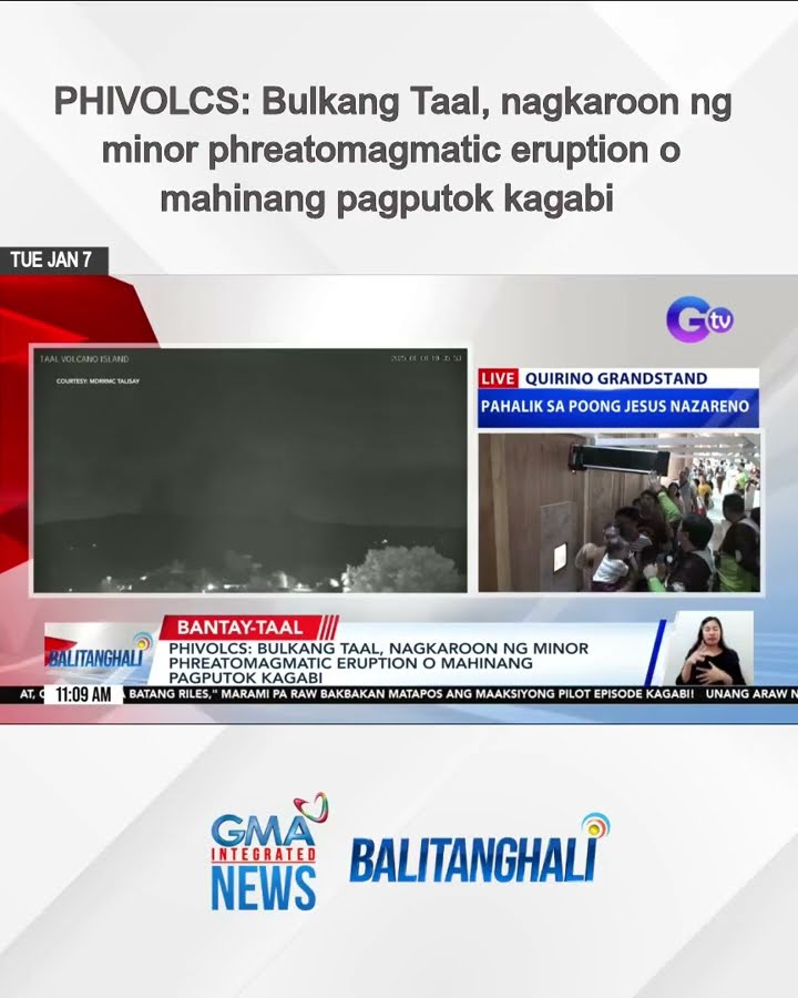 PHIVOLCS - Bulkang Taal, nagkaroon ng minor phreatomagmatic eruption... | Balitanghali