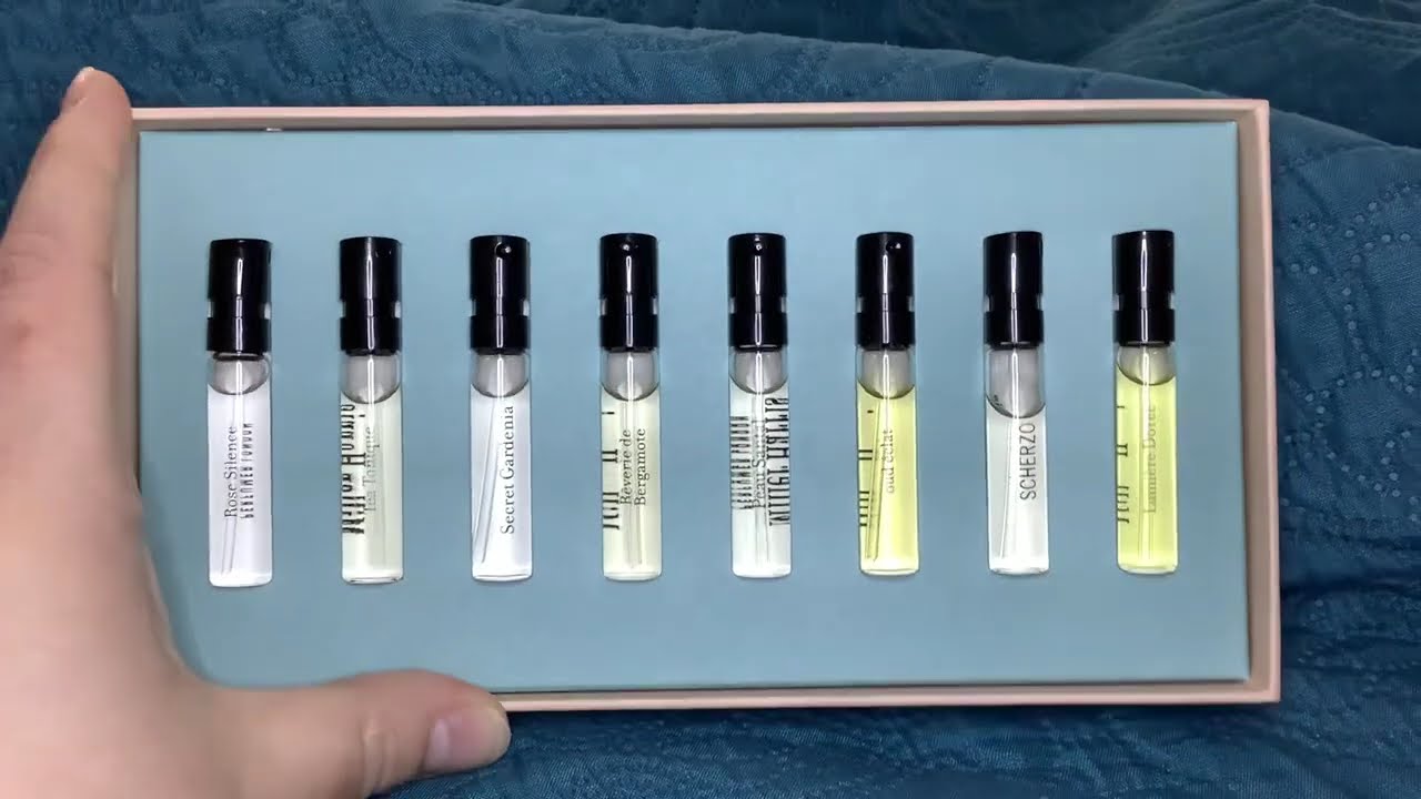 🛒 Full bottle worthy?! Miller Harris Perfume Discovery Set Tea tonic Oud Eclat Scherzo Peau Santal