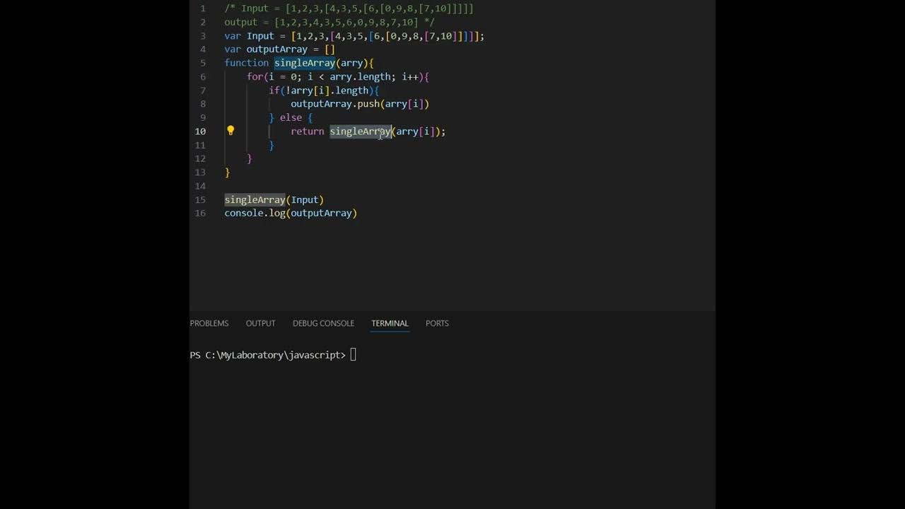 The given input array as nested array and output as single array. Write ...