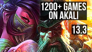 AKALI vs GANGPLANK (TOP) | 3.6M mastery, 1200  games, 7/1/2, Dominating | KR Master | 13.3