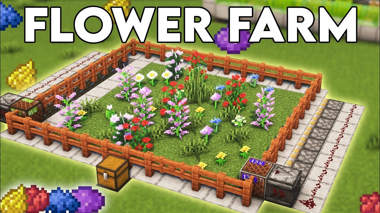 Minecraft Easiest Flower Dye Farm Tutorial 1.21 | Dye Farm Tutorial In ...