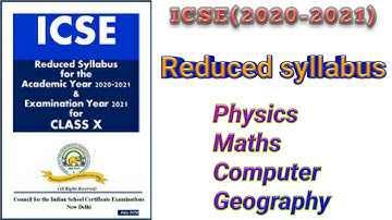 ICSE CLASS 10 ll REDUCED SYLLABUS ll 2020-2021