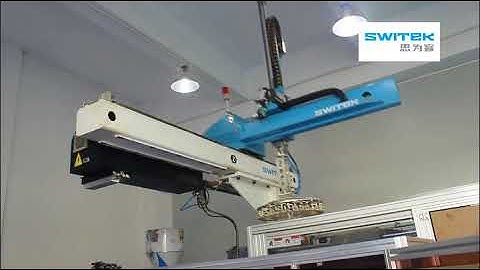 Robot for taking out. single spoon packaging system, which is matched with injection robot arm..