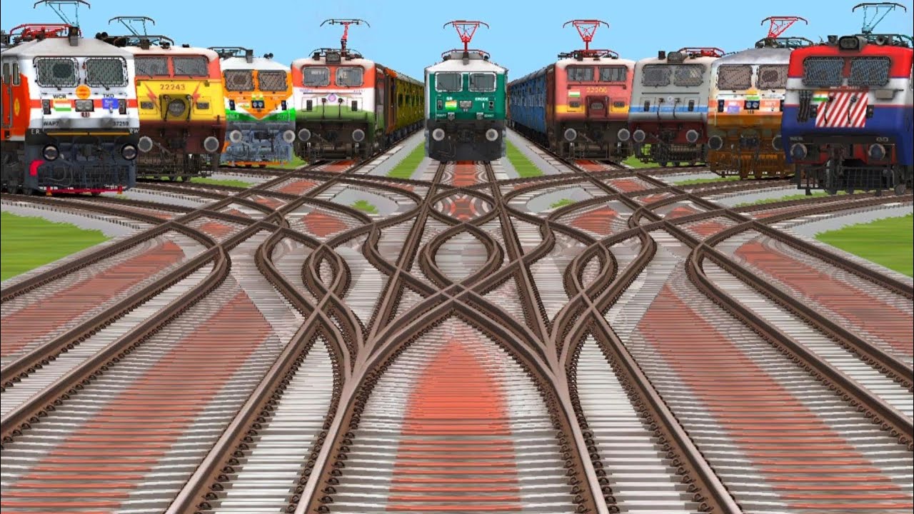 New trains and electri forest route Rail station crossing railway track stoppage Rail station ground