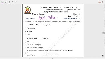 Class 5 EVS SA1  Question paper Solution (29/9/21)