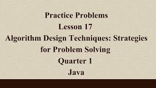 Algorithm Design Techniques: Strategies for Problem Solving | Q1 Java L17 P1 | SMILE ROAD