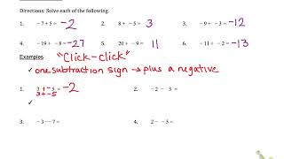 Subtracting Integers Notes