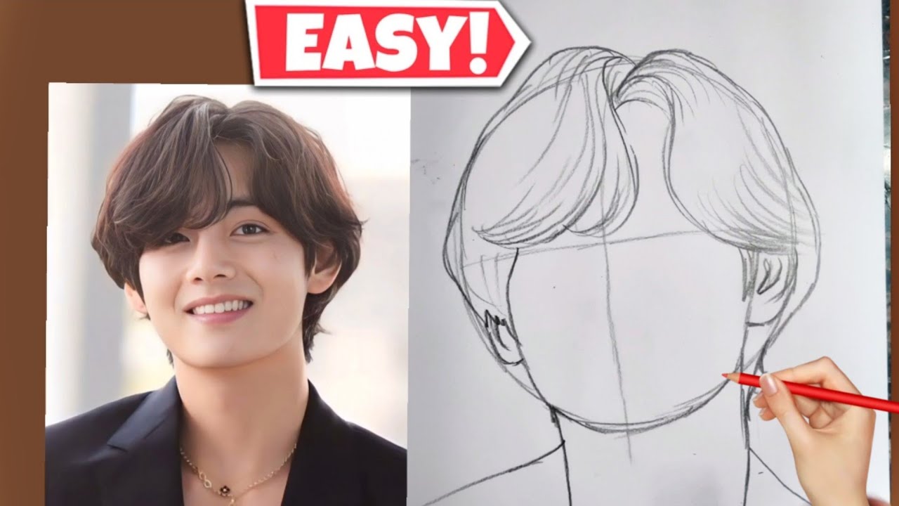 How to draw BTS V Kim taehyung drawing - YouTube