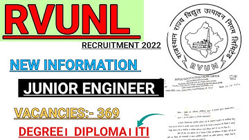 RVUNL JE NEW RECRUITMENT 2022 INFORMATION || B.E/B.TECH/DIPLOMA || VACANCIES 359 @Railwaysengar