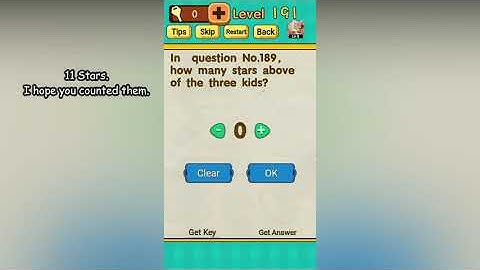 Mr Brain Level 191 How many stars above of the three kids?