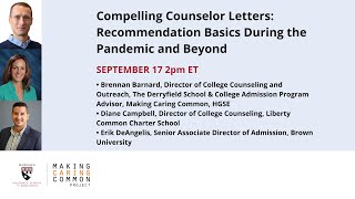 Compelling Counselor Letters: Recommendation Basics During the Pandemic and Beyond